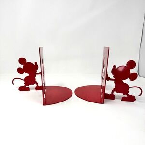 Disney Michael Graves Mickey Mouse Red Metal Bookends Möller Design Vintage